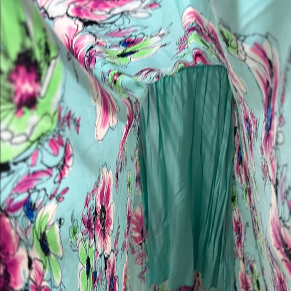 Meghan LA Blue and Pink Bell Sleeve Kimono Like Boho Maxi Dress - Picture 8 of 9